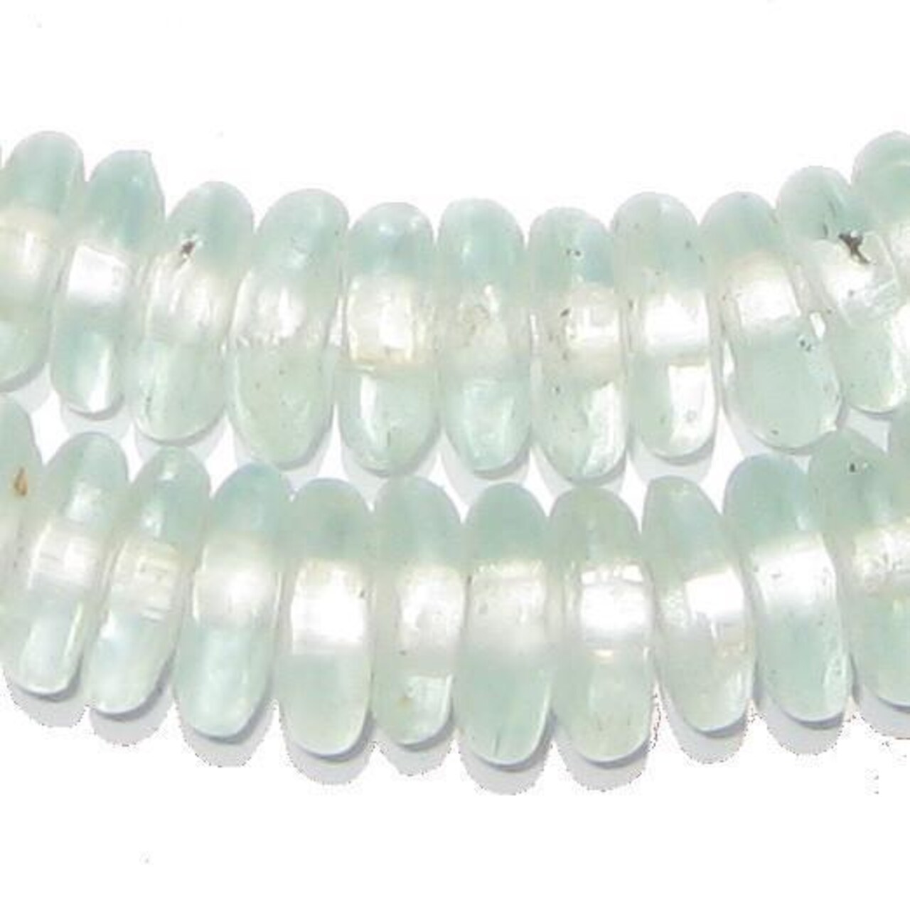 The Bead Chest African Disk Recycled Glass Beads - Full Strand of Eco-Friendly Ghanaian Rondelle Beads (Clear)